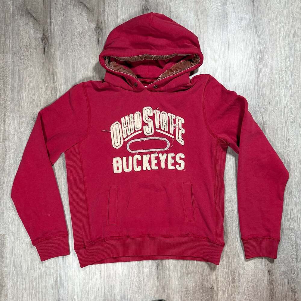 Mens Y2K Campus Crew Ohio State Buckeyes Red Collegiate Pullover Hoodie Large